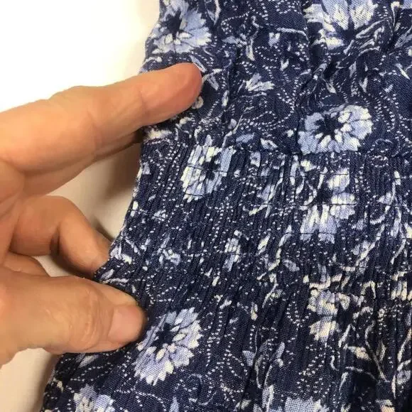 Floral Blue Sleeveless SunDress by Miss Me Tassle Ties Smocked Waist Tiered Hem - Picture 5 of 9